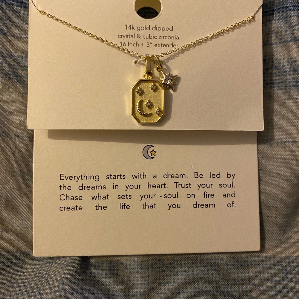 Gold Star and Moon Pendant Necklace